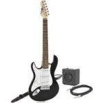 3/4 LA Left Handed Electric Guitar + Miniamp Black