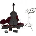 4/4 Size Cello with Case + Beginner Pack Black