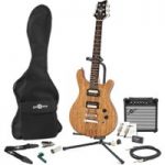 Pasadena Electric Guitar by Gear4music + Complete Pack Spalted Maple