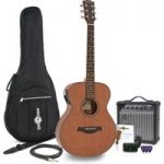Deluxe Electro Acoustic Folk Guitar + 15W Amp Pack Mahogany