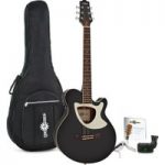 Deluxe Thinline Electro Acoustic Guitar Pack by Gear4music Black