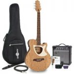 Deluxe Thinline Electro Acoustic Guitar + 15W Amp Pack Natural