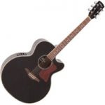Vintage VECJ100 Super Jumbo Electro Acoustic Guitar Gloss Black