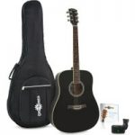 Dreadnought Acoustic Guitar by Gear4music + Accessory Pack Black