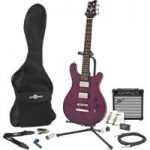Pasadena Electric Guitar by Gear4music + Complete Pack Trans Purple
