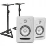 KRK Rokit RP5 G3 White Noise Active Monitors With Stands Pair