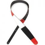 Planet Waves 2.5″ Leather Guitar Strap Horizontal Black Red & White