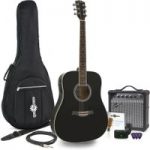 Dreadnought Electro Acoustic Guitar + 15W Amp Pack Black