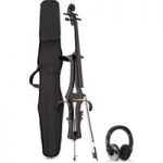 Electric Cello by Gear4music Black w/ Headphones