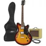 San Francisco Semi Acoustic Guitar + SubZero V15G Amp Pack Sunburst