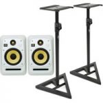 KRK V8S4 Studio Monitor White (Pair) With Stands