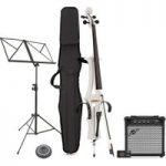 Electric Cello by Gear4music White w/ Amp Pack