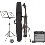 Electric Cello by Gear4music Black w/ Amp Pack