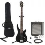 Chicago 5 String Bass Guitar Black + 35W Amp Pack by Gear4music