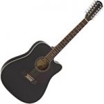Dreadnought 12 String Acoustic Guitar by Gear4music Black