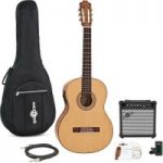 Deluxe Classical Electro Acoustic Guitar by Gear4music + Amp Pack