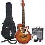 Deluxe Thinline Electro Acoustic Guitar + 15W Amp Pack Cherry SB