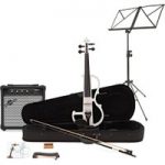 Electric Violin by Gear4music White w/ Amp Pack