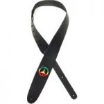 Planet Waves 2.5 Leather Guitar Strap Jamaican Peace Sign Patch