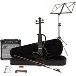 Electric Violin by Gear4music Black w/ Amp Pack