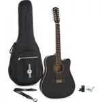 Dreadnought 12 String Acoustic Guitar Black + Accessory Pack
