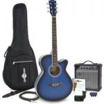 Single Cutaway Electro Acoustic Guitar + 15W Amp Pack Blue