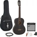 Deluxe Classical Electro Acoustic Guitar Black + Amp Pack