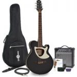 Deluxe Thinline Electro Acoustic Guitar + 15W Amp Pack Black