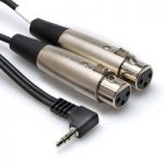 Hosa Camcorder Mic Cable Dual XLR3F Right-angle 3.5mm TRS 2ft