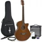 Deluxe Single Cutaway Electro Acoustic Guitar + 15W Amp Pack Sapele