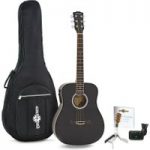 3/4 Size Electro Acoustic Travel Guitar Pack by Gear4music Black