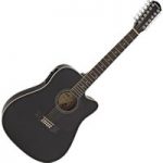 Dreadnought 12 String Electro Acoustic Guitar by Gear4music Black