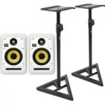 KRK V6S4 Studio Monitor White (Pair) With Stands